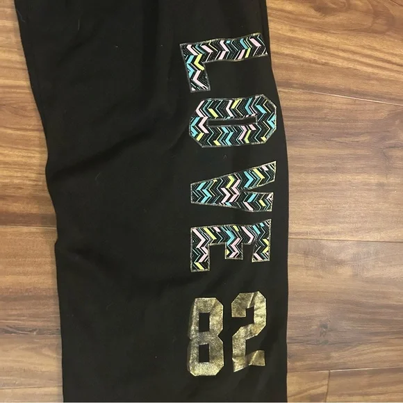 No Boundaries Black Track Pants with Love 82 Graphic Design joggers - Picture 2 of 4